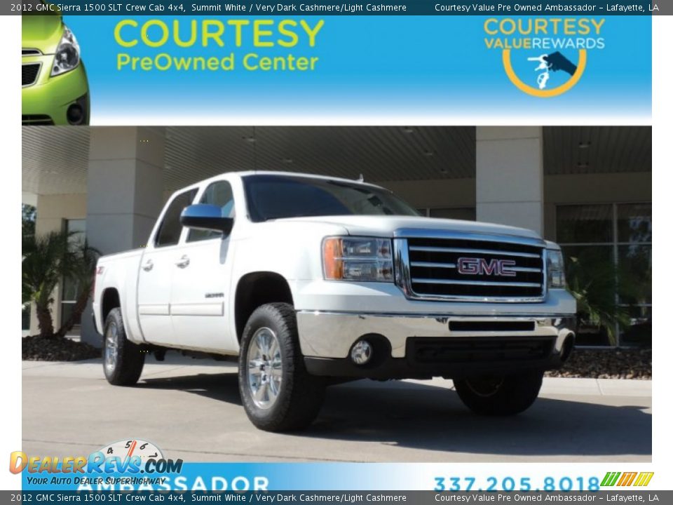 2012 GMC Sierra 1500 SLT Crew Cab 4x4 Summit White / Very Dark Cashmere/Light Cashmere Photo #1