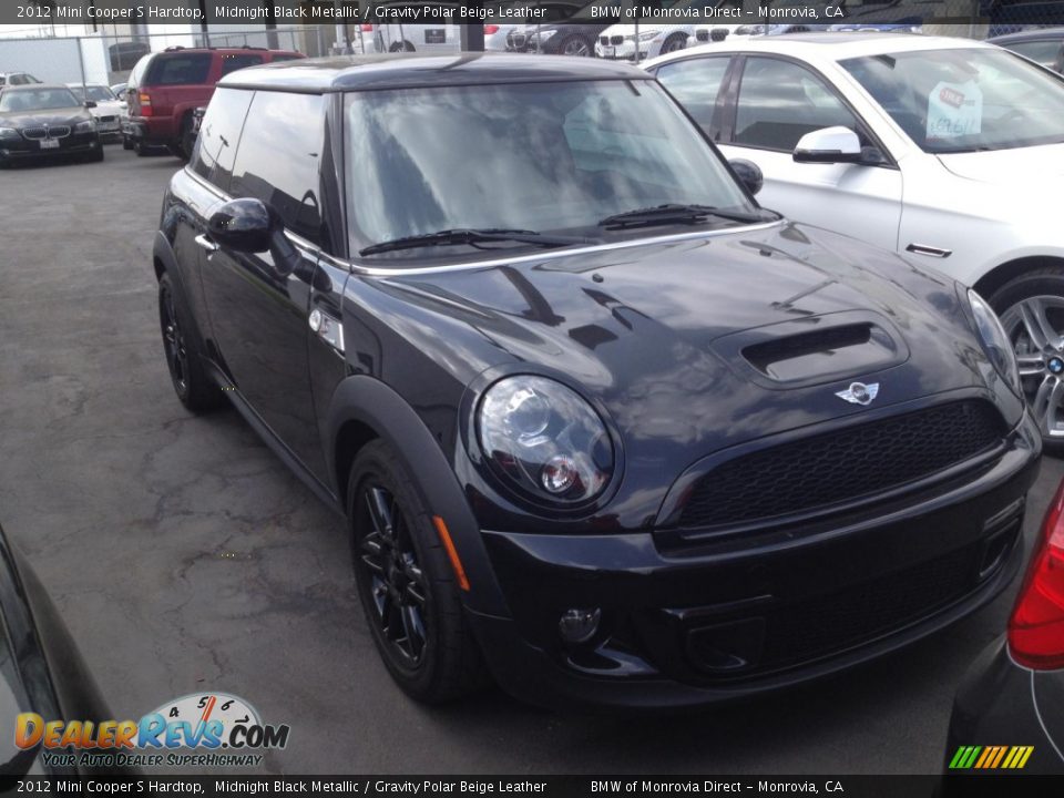 2012 Mini Cooper S Hardtop Midnight Black Metallic / Gravity Polar Beige Leather Photo #2