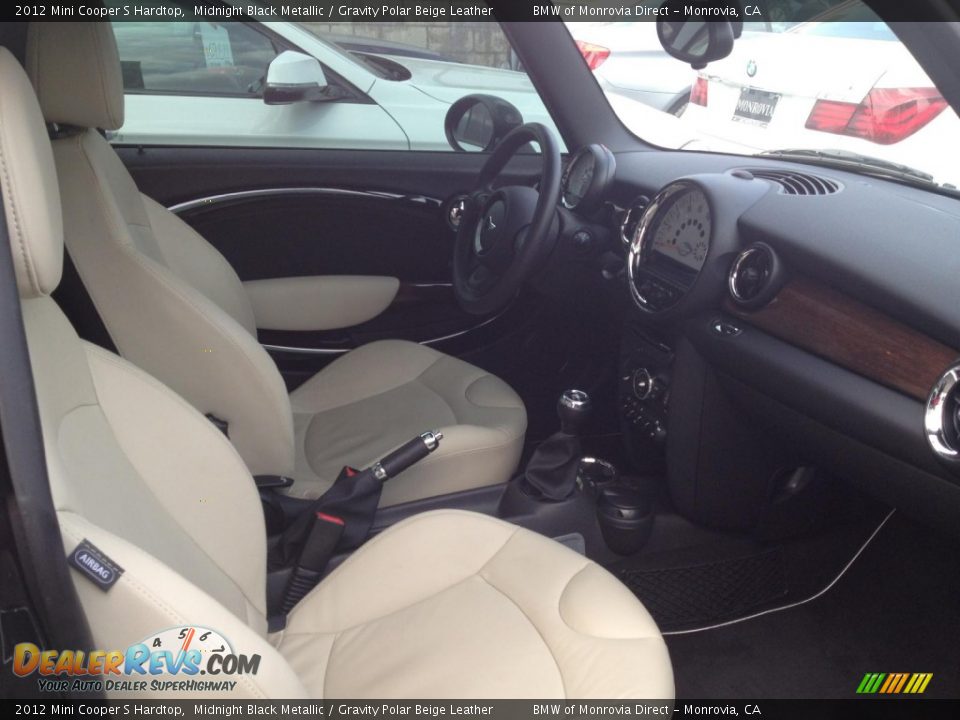 2012 Mini Cooper S Hardtop Midnight Black Metallic / Gravity Polar Beige Leather Photo #4