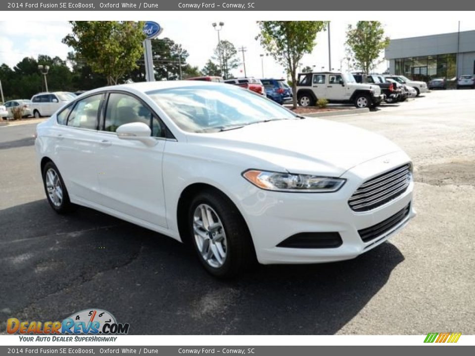 2014 Ford Fusion SE EcoBoost Oxford White / Dune Photo #3