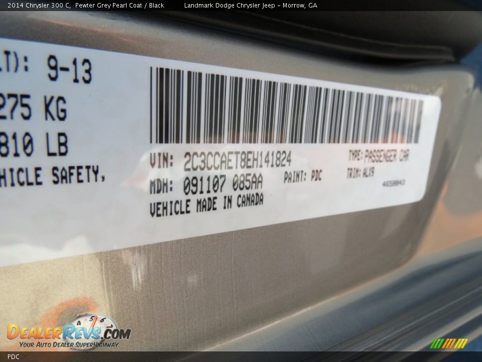 Chrysler Color Code PDC Pewter Grey Pearl Coat