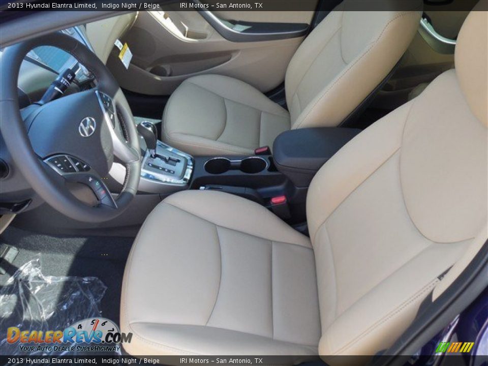 2013 Hyundai Elantra Limited Indigo Night / Beige Photo #4
