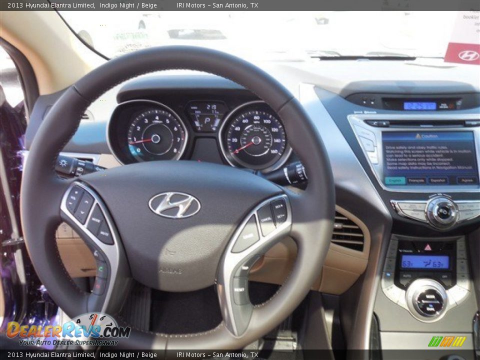 2013 Hyundai Elantra Limited Indigo Night / Beige Photo #5