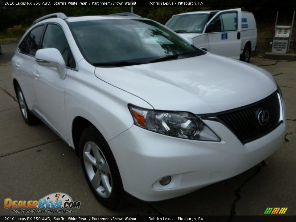 2010 Lexus RX 350 AWD Starfire White Pearl / Parchment/Brown Walnut Photo #3