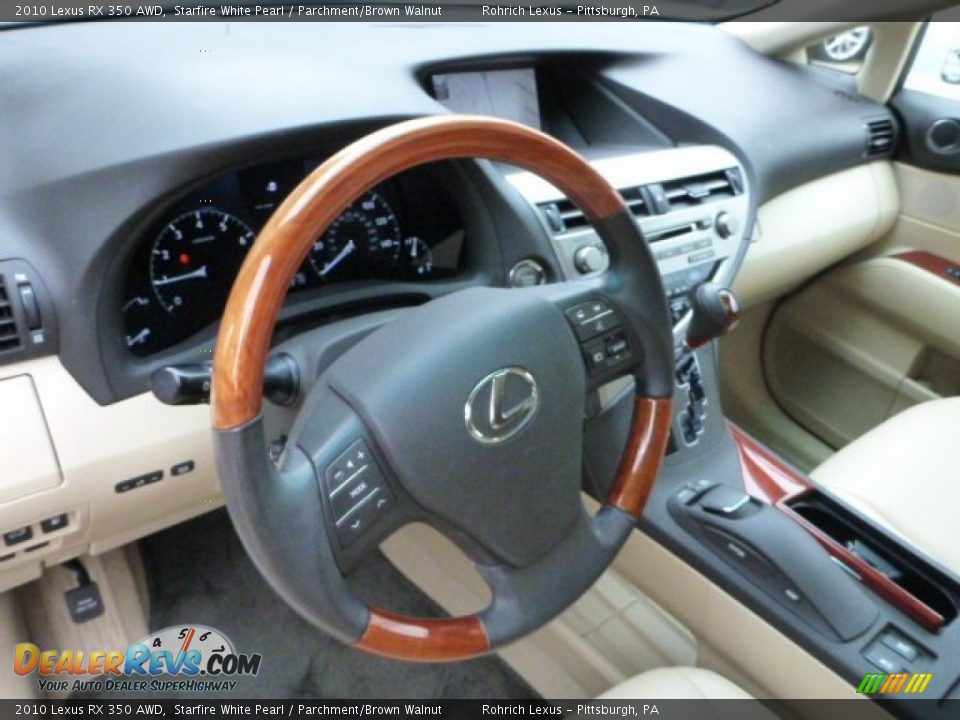 2010 Lexus RX 350 AWD Starfire White Pearl / Parchment/Brown Walnut Photo #6