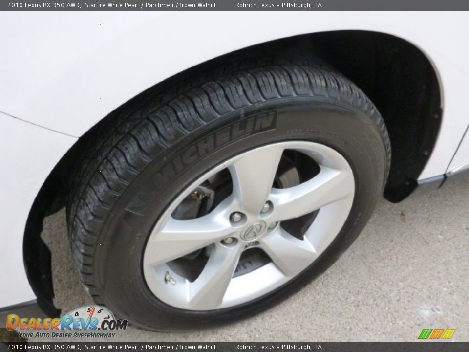 2010 Lexus RX 350 AWD Starfire White Pearl / Parchment/Brown Walnut Photo #13