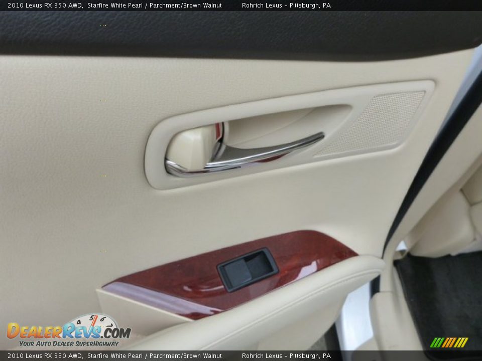 2010 Lexus RX 350 AWD Starfire White Pearl / Parchment/Brown Walnut Photo #14