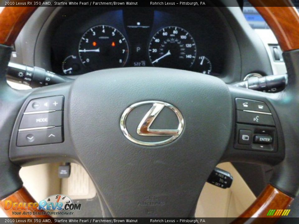 2010 Lexus RX 350 AWD Starfire White Pearl / Parchment/Brown Walnut Photo #19