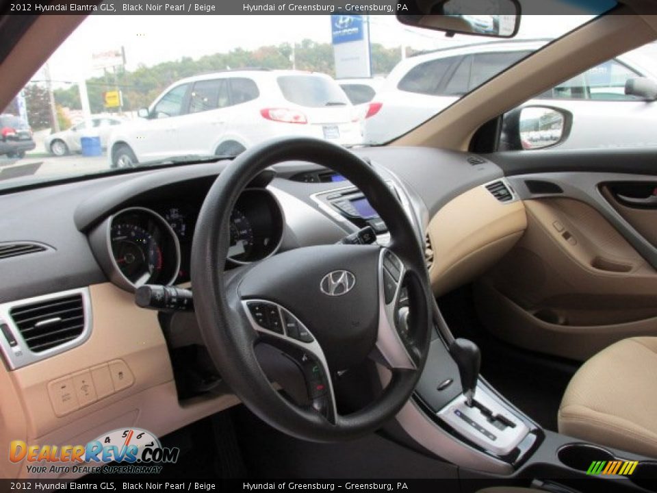 2012 Hyundai Elantra GLS Black Noir Pearl / Beige Photo #12