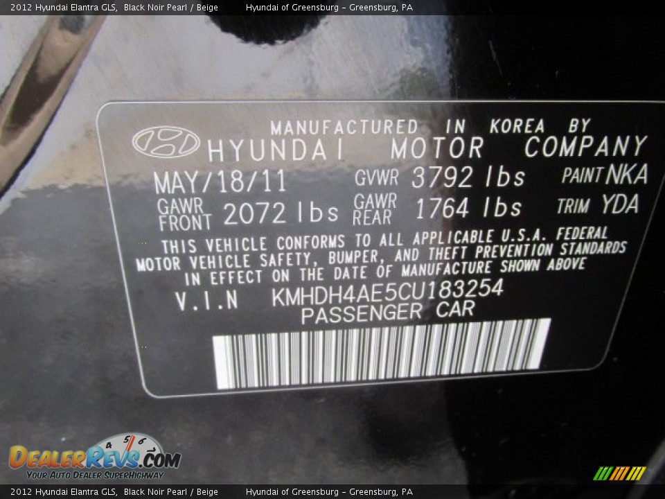 2012 Hyundai Elantra GLS Black Noir Pearl / Beige Photo #23