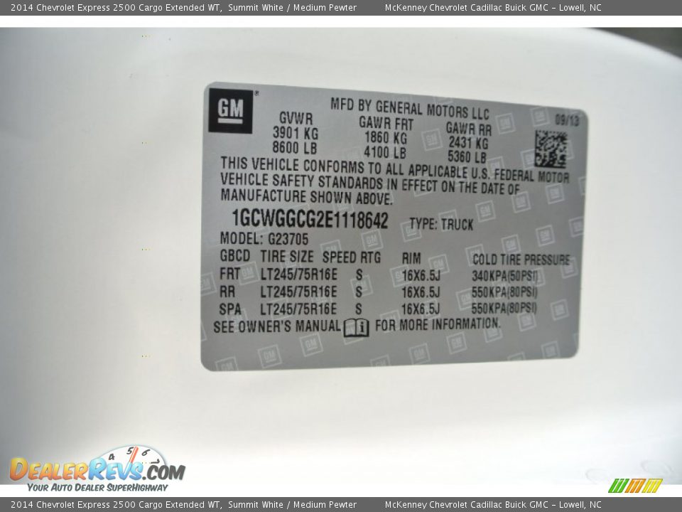 2014 Chevrolet Express 2500 Cargo Extended WT Summit White / Medium Pewter Photo #7
