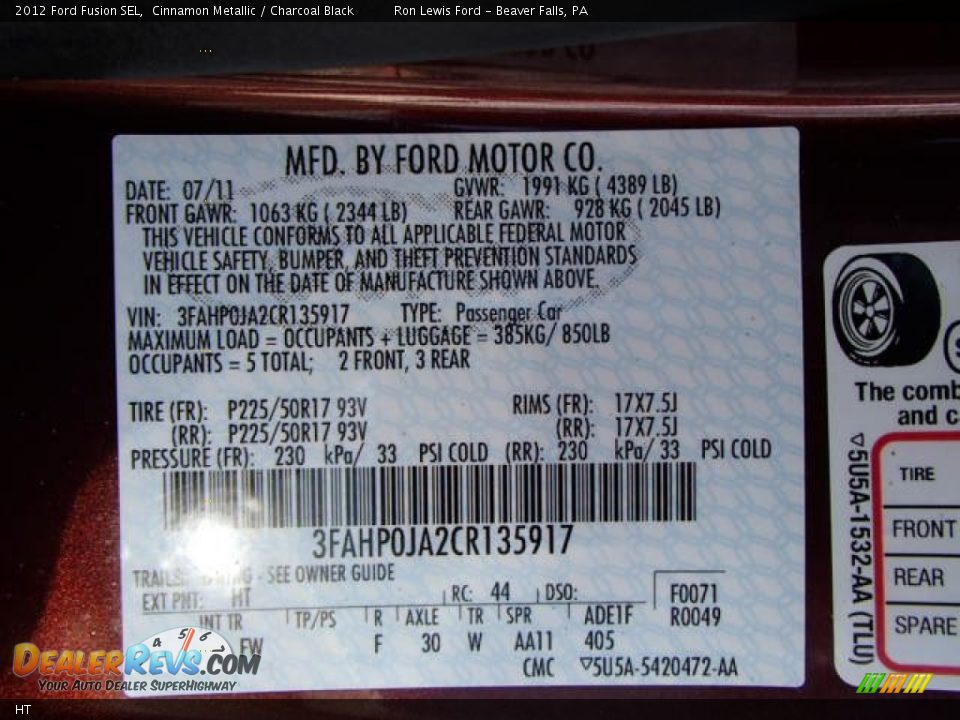 Ford Color Code HT Cinnamon Metallic