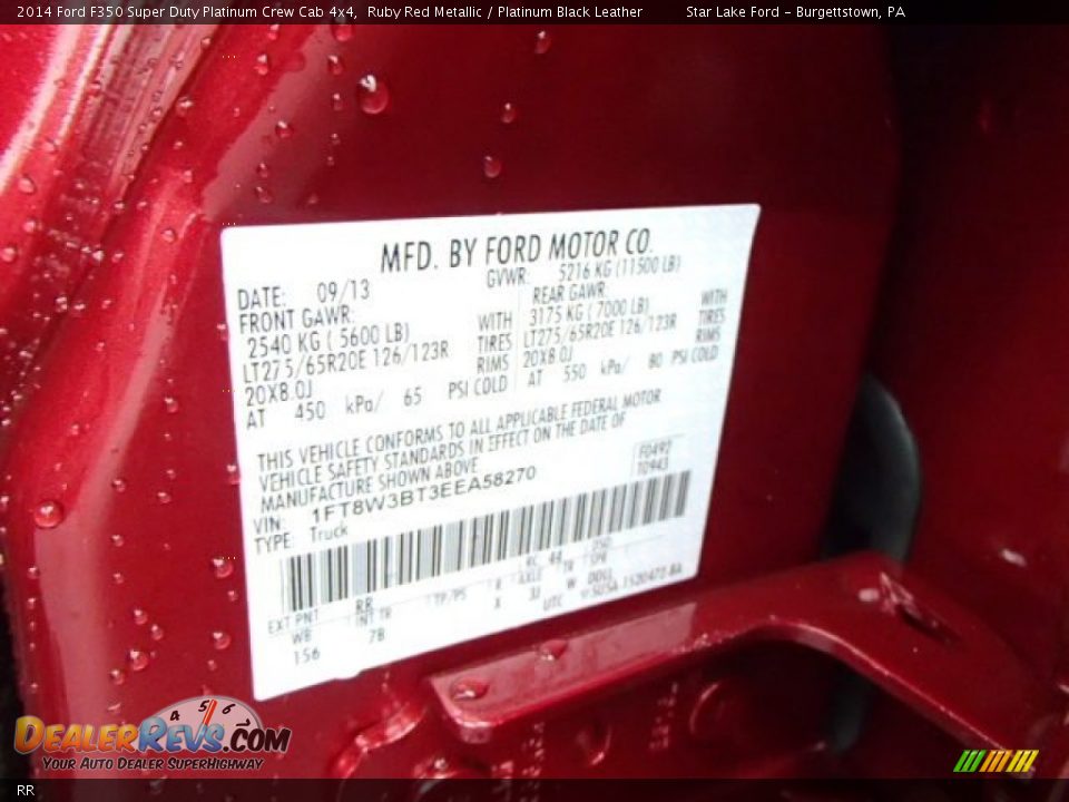 Ford Color Code RR Ruby Red Metallic