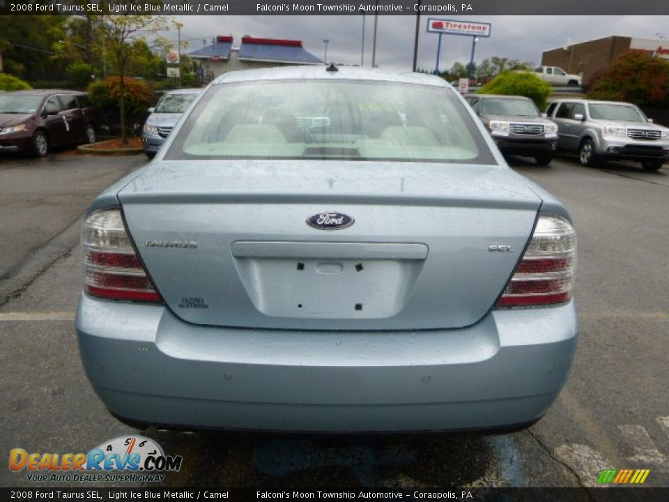 2008 Ford Taurus SEL Light Ice Blue Metallic / Camel Photo #4