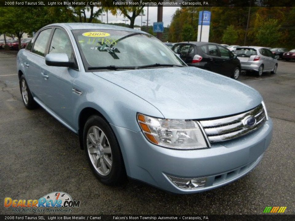 2008 Ford Taurus SEL Light Ice Blue Metallic / Camel Photo #7