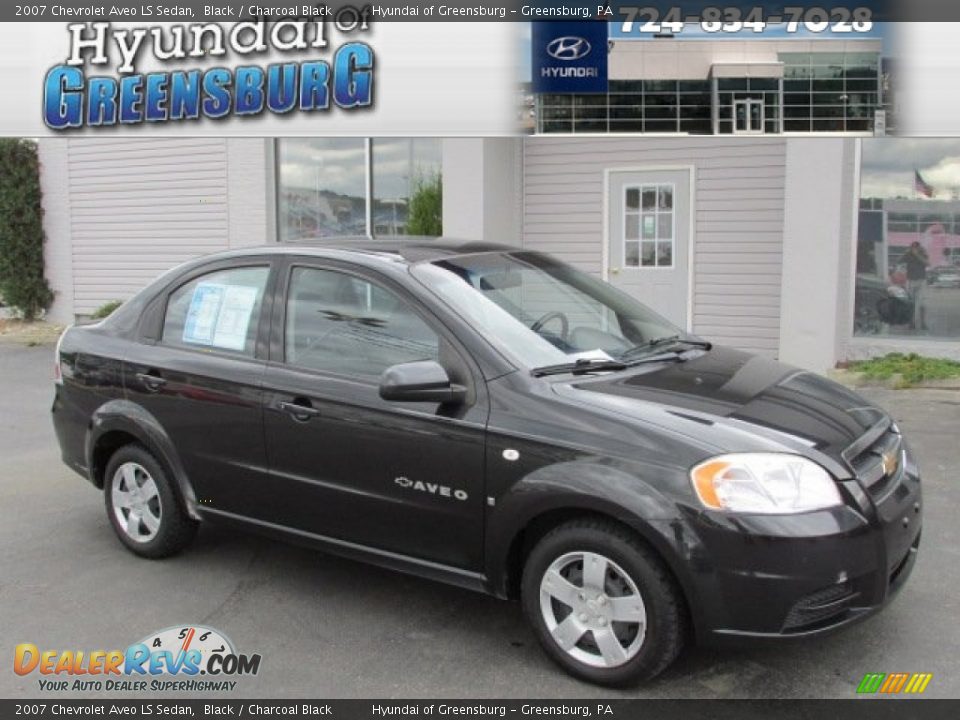 2007 Chevrolet Aveo LS Sedan Black / Charcoal Black Photo #1