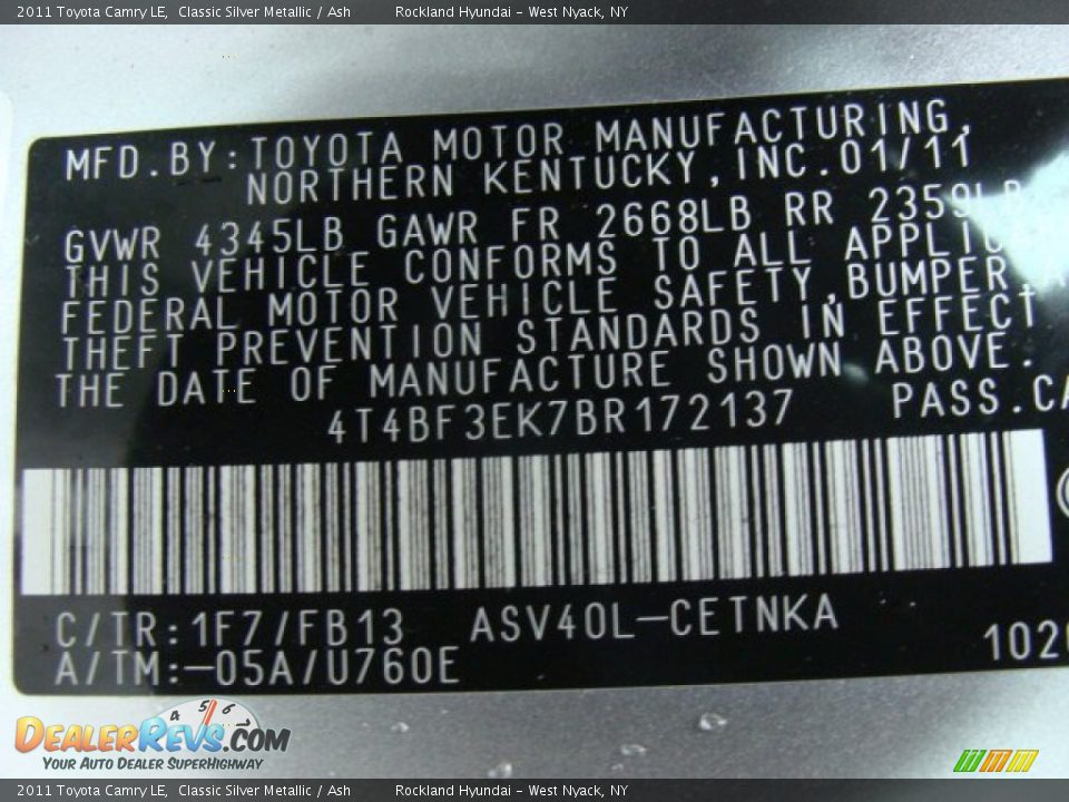 2011 Toyota Camry LE Classic Silver Metallic / Ash Photo #29