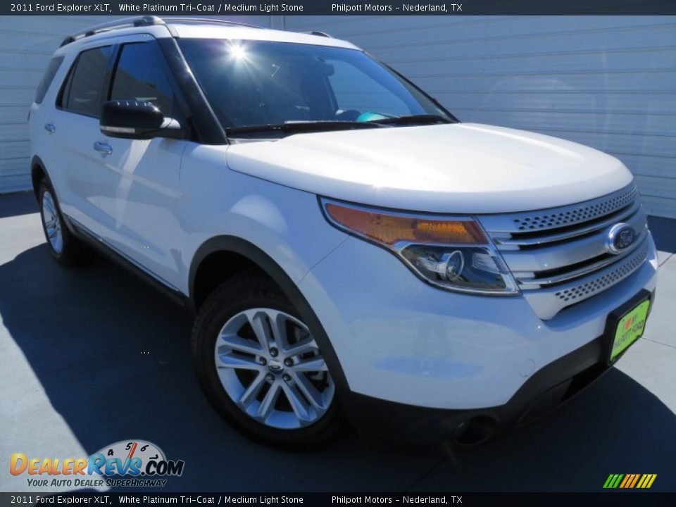 2011 Ford Explorer XLT White Platinum Tri-Coat / Medium Light Stone Photo #2