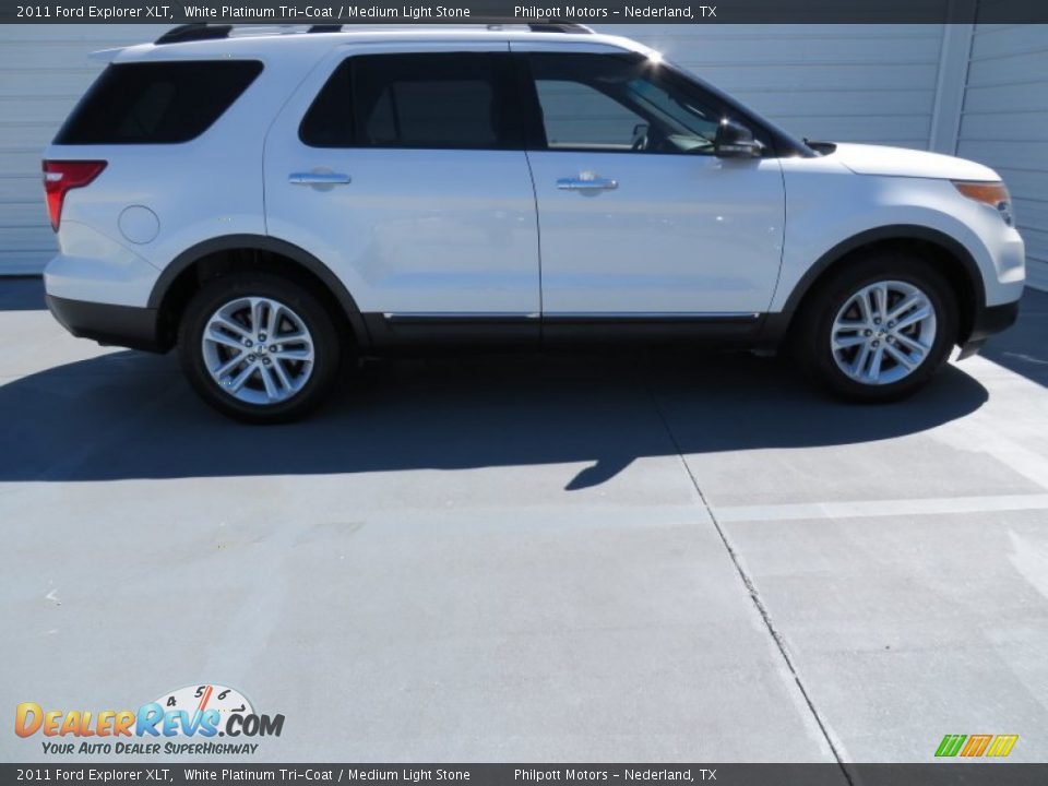 2011 Ford Explorer XLT White Platinum Tri-Coat / Medium Light Stone Photo #3