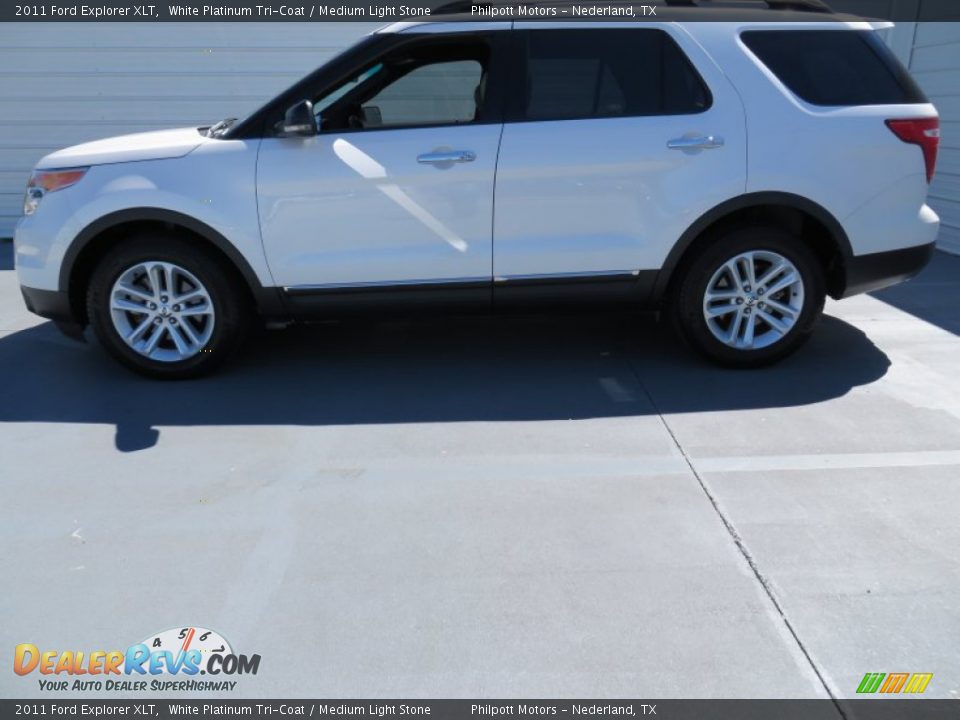 2011 Ford Explorer XLT White Platinum Tri-Coat / Medium Light Stone Photo #6
