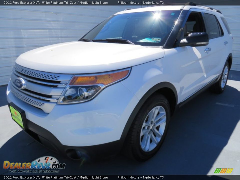 2011 Ford Explorer XLT White Platinum Tri-Coat / Medium Light Stone Photo #7
