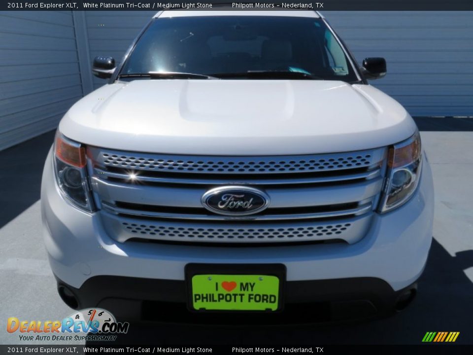2011 Ford Explorer XLT White Platinum Tri-Coat / Medium Light Stone Photo #8