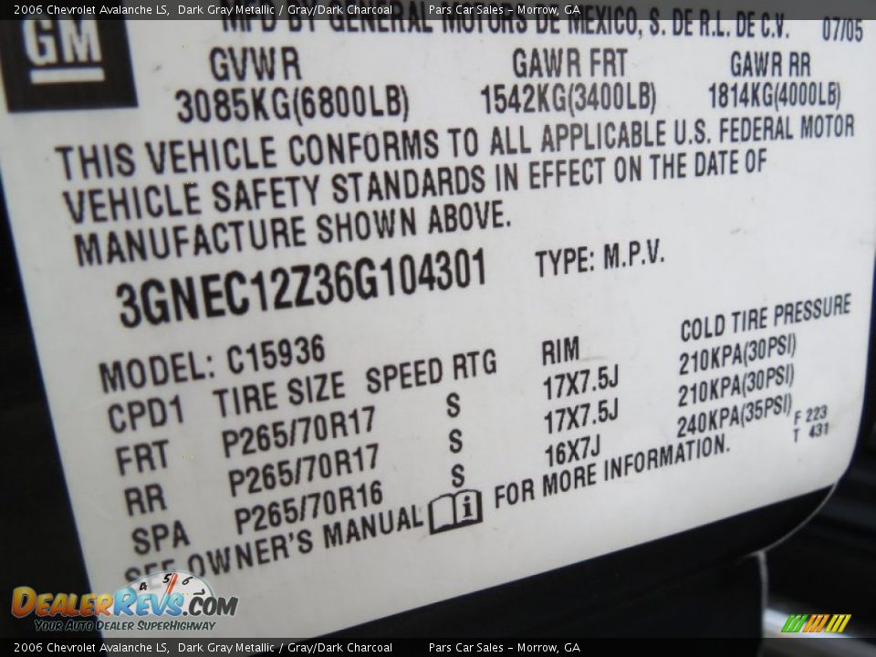 2006 Chevrolet Avalanche LS Dark Gray Metallic / Gray/Dark Charcoal Photo #15