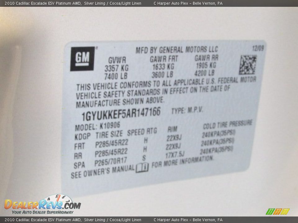 2010 Cadillac Escalade ESV Platinum AWD Silver Lining / Cocoa/Light Linen Photo #23
