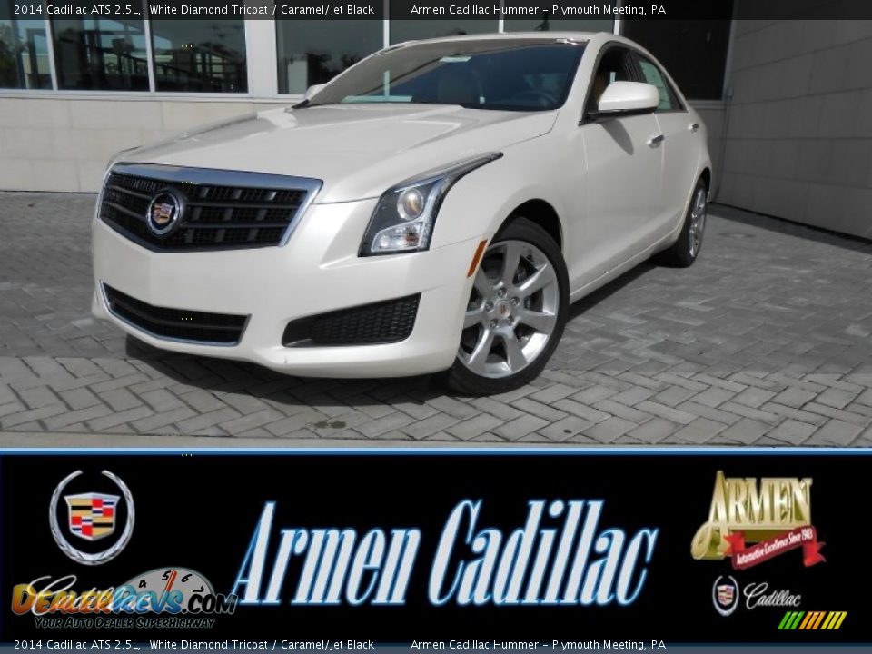 2014 Cadillac ATS 2.5L White Diamond Tricoat / Caramel/Jet Black Photo #1