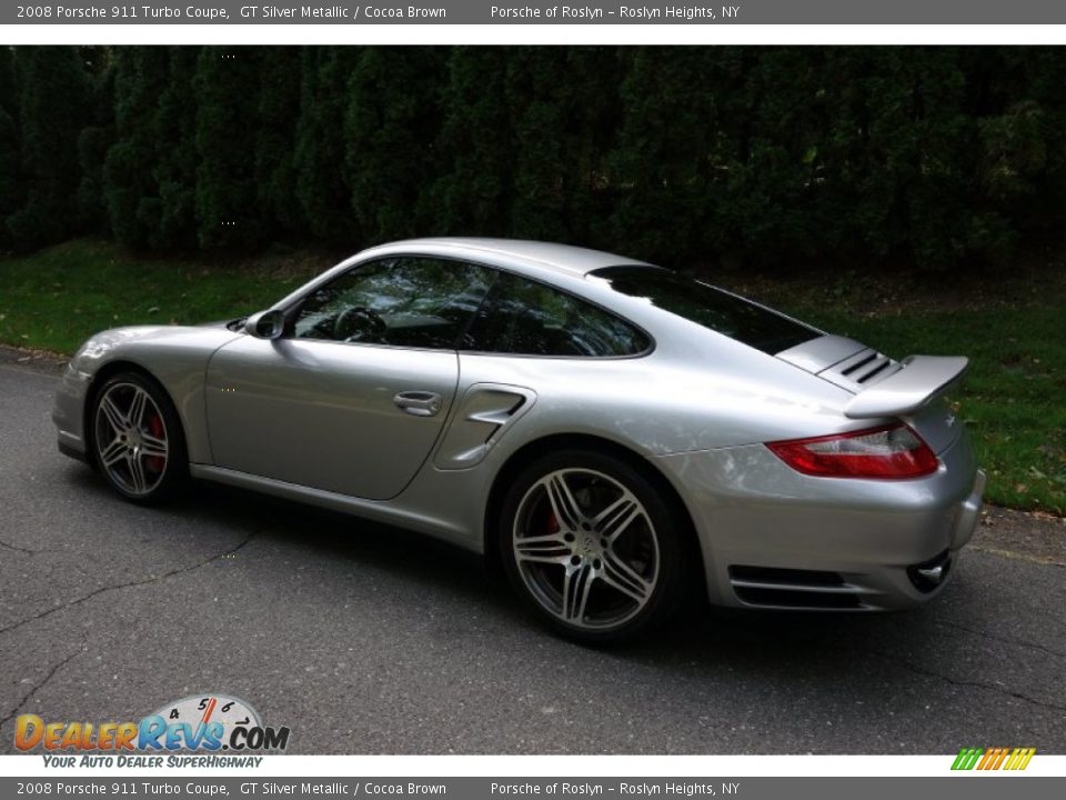 2008 Porsche 911 Turbo Coupe GT Silver Metallic / Cocoa Brown Photo #4