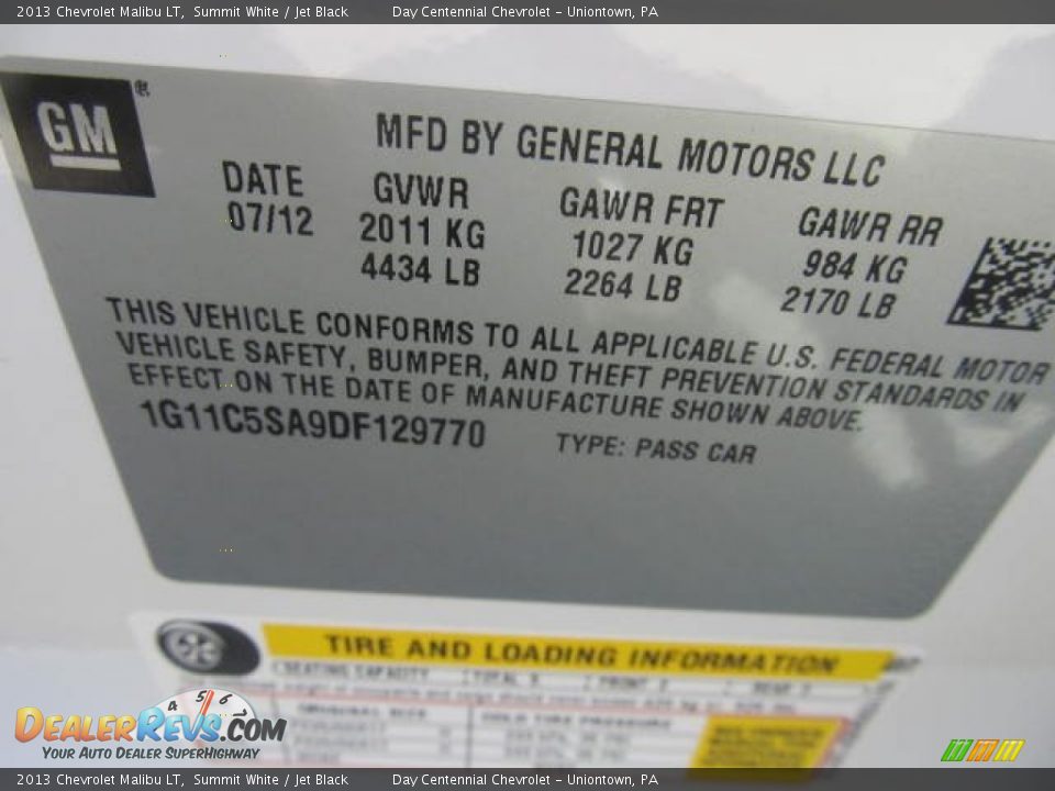 2013 Chevrolet Malibu LT Summit White / Jet Black Photo #19