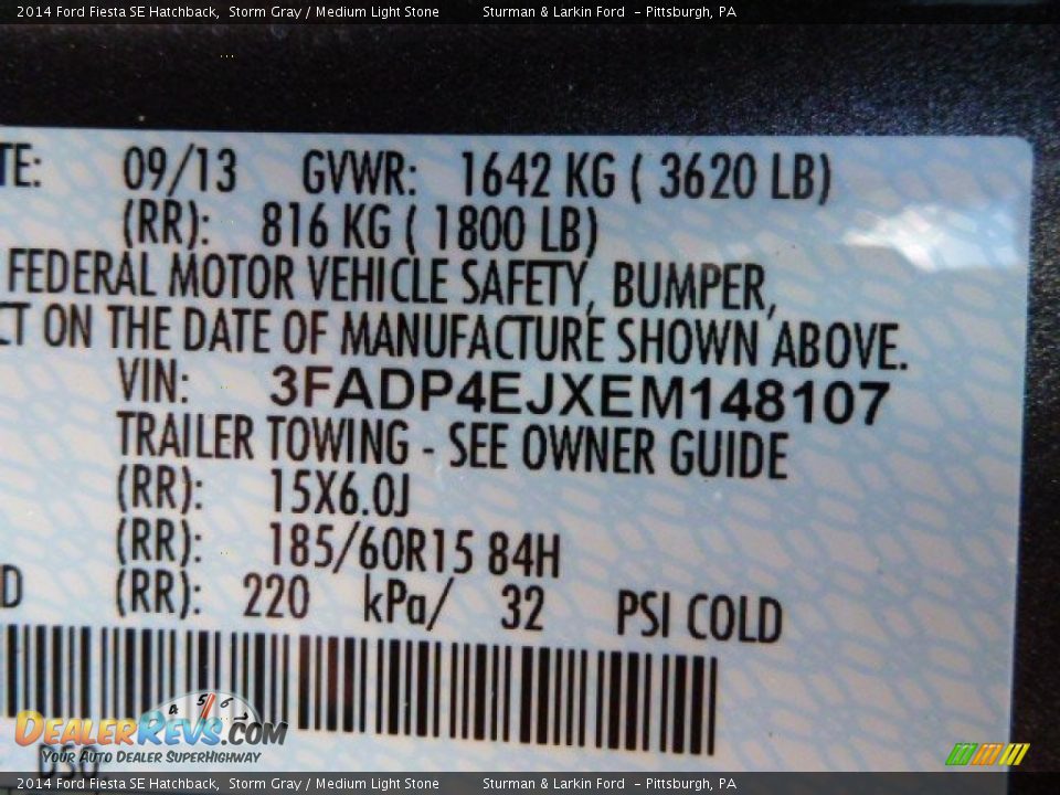 2014 Ford Fiesta SE Hatchback Storm Gray / Medium Light Stone Photo #13