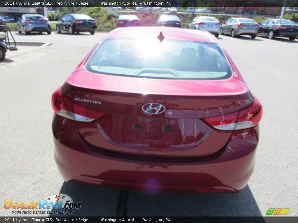 2011 Hyundai Elantra GLS Red Allure / Beige Photo #7