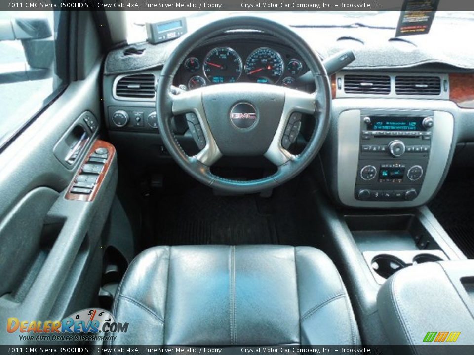 2011 GMC Sierra 3500HD SLT Crew Cab 4x4 Pure Silver Metallic / Ebony Photo #6