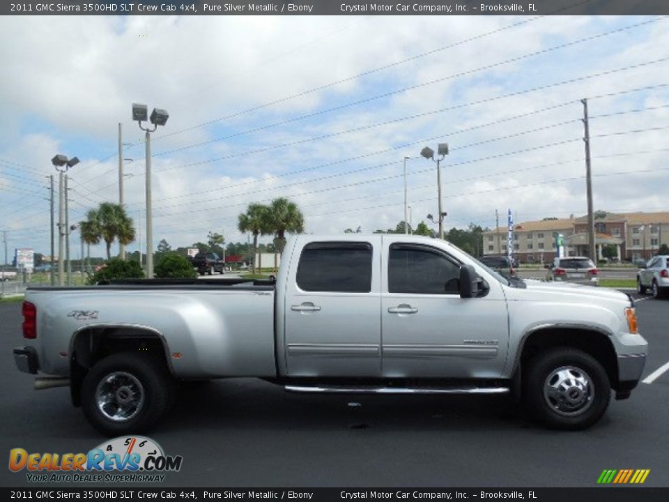 2011 GMC Sierra 3500HD SLT Crew Cab 4x4 Pure Silver Metallic / Ebony Photo #10