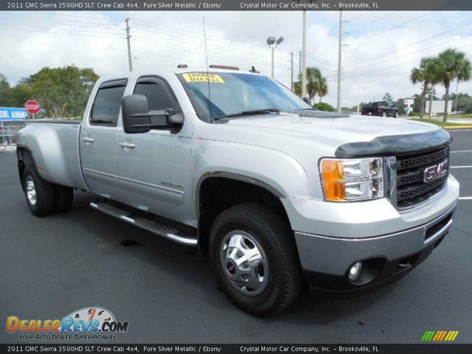 2011 GMC Sierra 3500HD SLT Crew Cab 4x4 Pure Silver Metallic / Ebony Photo #11