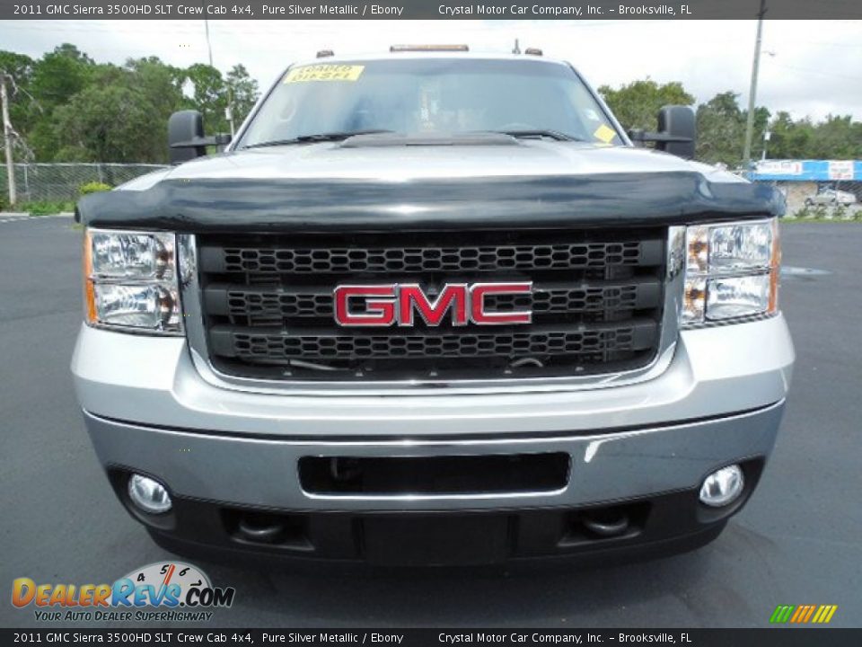 2011 GMC Sierra 3500HD SLT Crew Cab 4x4 Pure Silver Metallic / Ebony Photo #14
