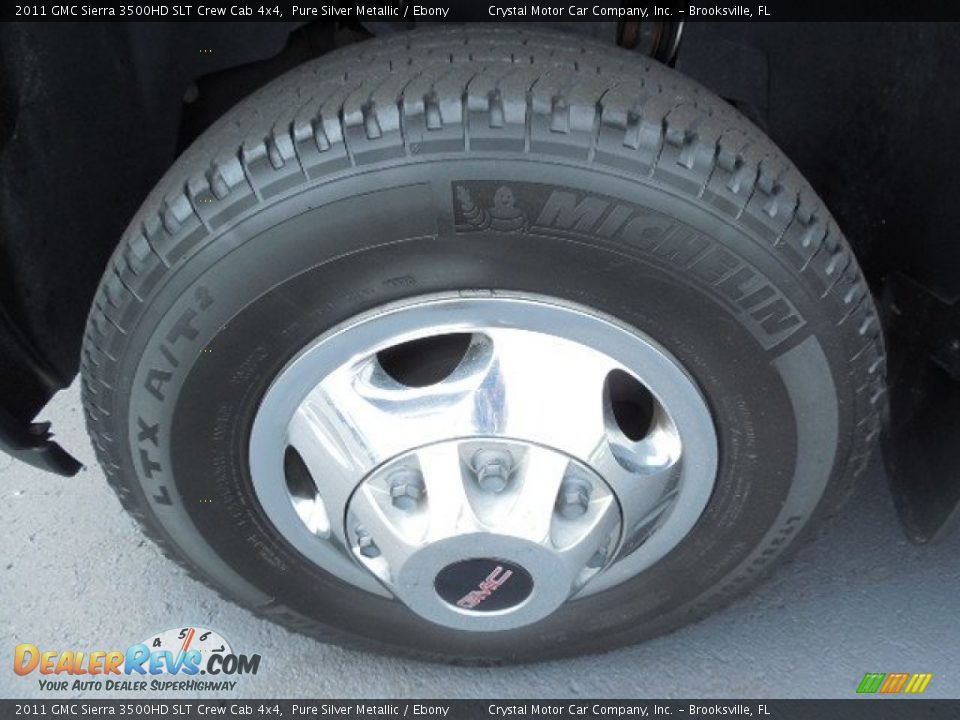 2011 GMC Sierra 3500HD SLT Crew Cab 4x4 Pure Silver Metallic / Ebony Photo #15