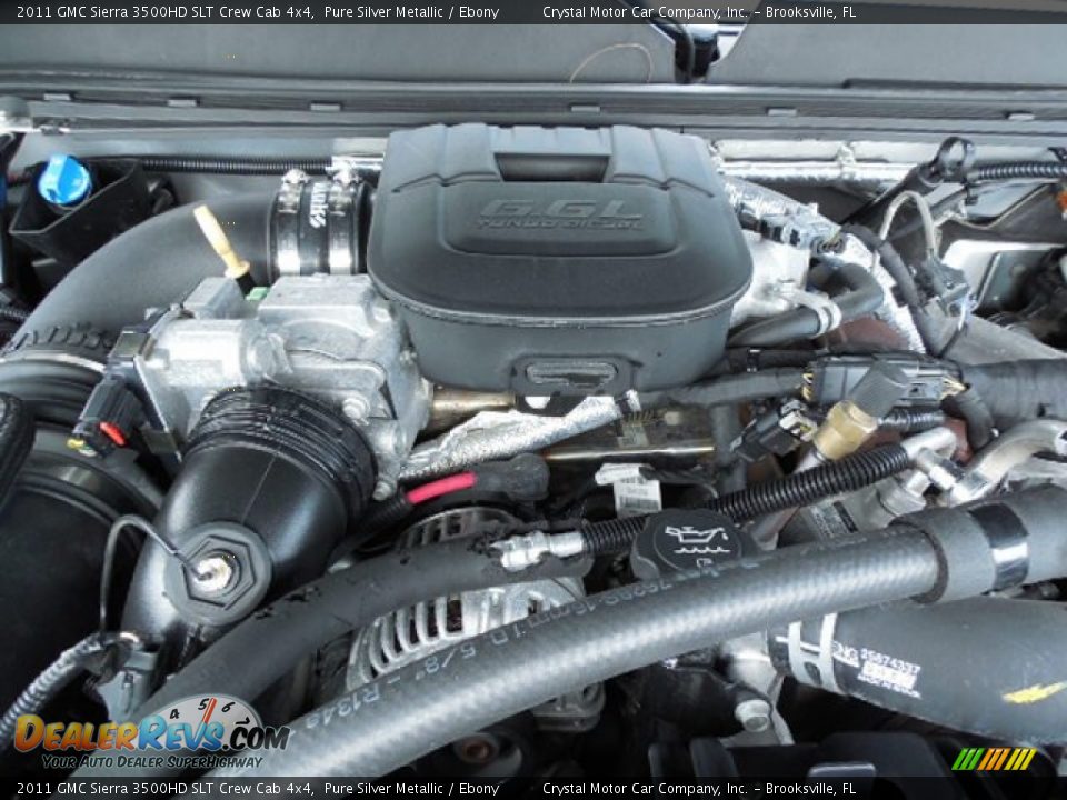 2011 GMC Sierra 3500HD SLT Crew Cab 4x4 Pure Silver Metallic / Ebony Photo #17