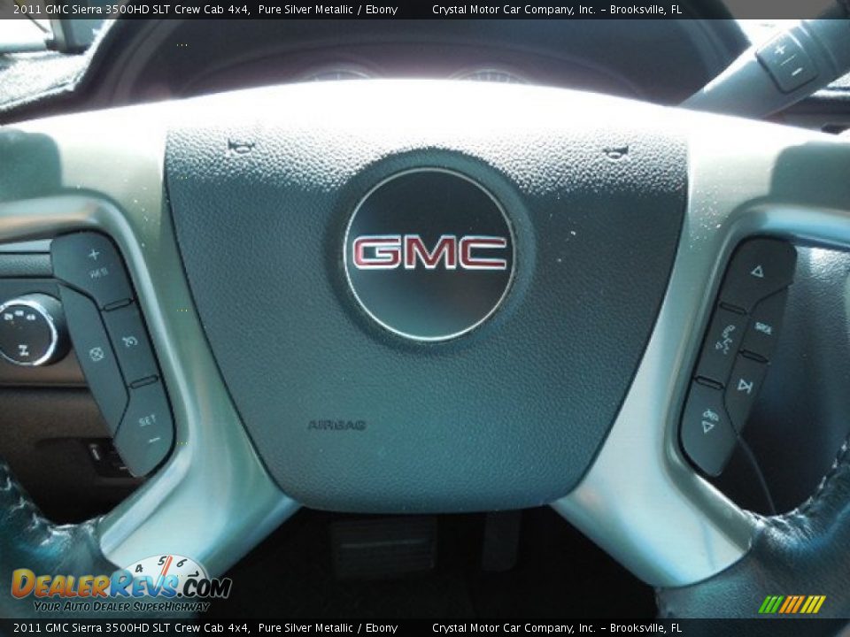 2011 GMC Sierra 3500HD SLT Crew Cab 4x4 Pure Silver Metallic / Ebony Photo #24