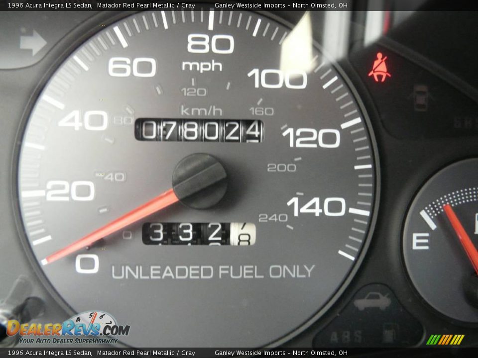 1996 Acura Integra LS Sedan Matador Red Pearl Metallic / Gray Photo #7