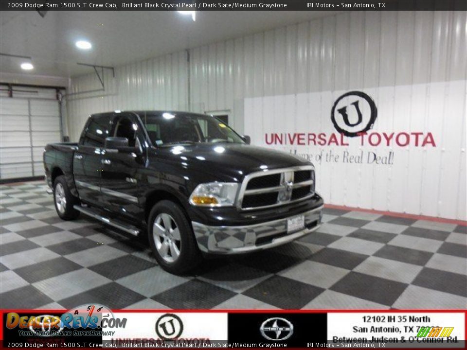 2009 Dodge Ram 1500 SLT Crew Cab Brilliant Black Crystal Pearl / Dark Slate/Medium Graystone Photo #1