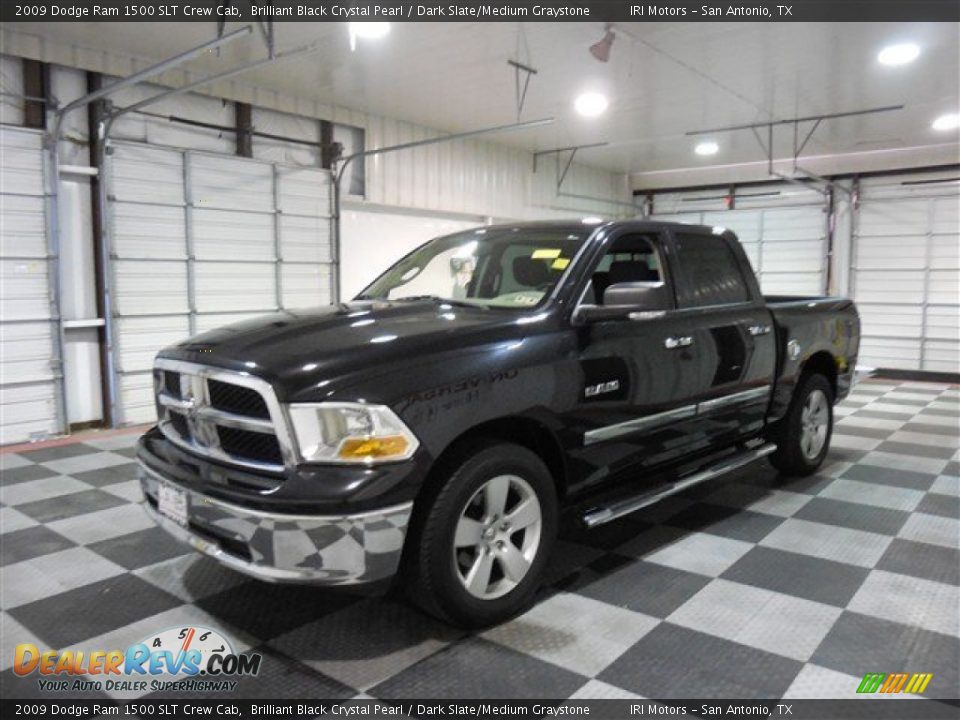 2009 Dodge Ram 1500 SLT Crew Cab Brilliant Black Crystal Pearl / Dark Slate/Medium Graystone Photo #3