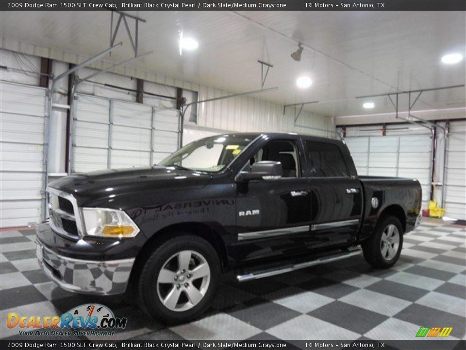 2009 Dodge Ram 1500 SLT Crew Cab Brilliant Black Crystal Pearl / Dark Slate/Medium Graystone Photo #4