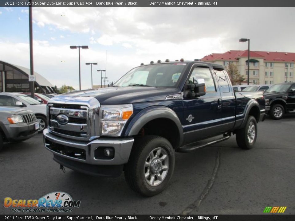 2011 Ford F350 Super Duty Lariat SuperCab 4x4 Dark Blue Pearl / Black Photo #2