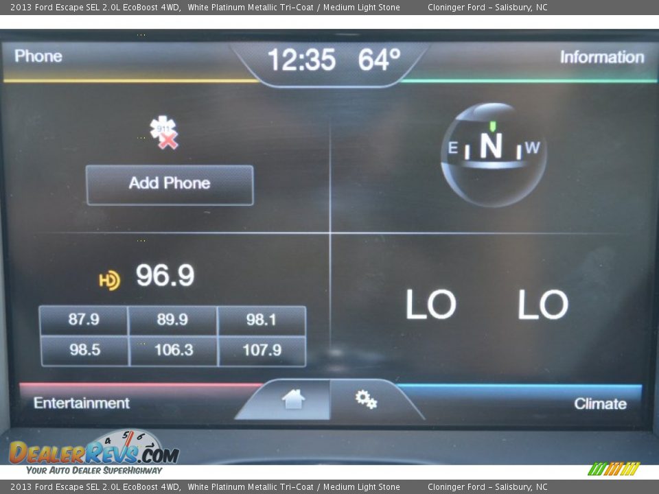 2013 Ford Escape SEL 2.0L EcoBoost 4WD White Platinum Metallic Tri-Coat / Medium Light Stone Photo #12