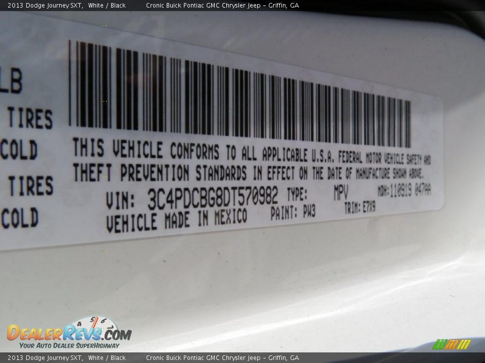 2013 Dodge Journey SXT White / Black Photo #27