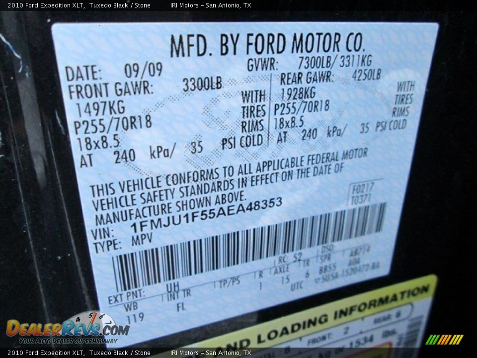 2010 Ford Expedition XLT Tuxedo Black / Stone Photo #8