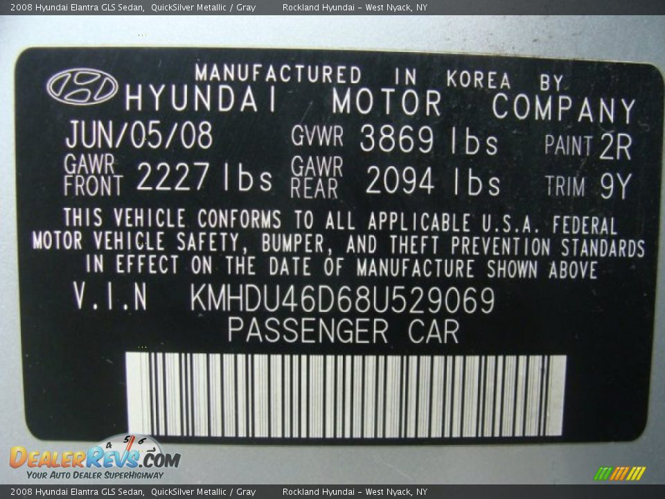 2008 Hyundai Elantra GLS Sedan QuickSilver Metallic / Gray Photo #31