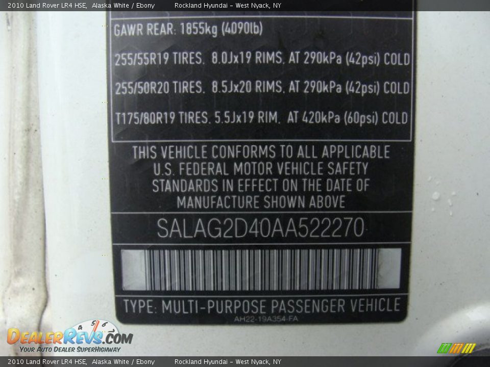 2010 Land Rover LR4 HSE Alaska White / Ebony Photo #31